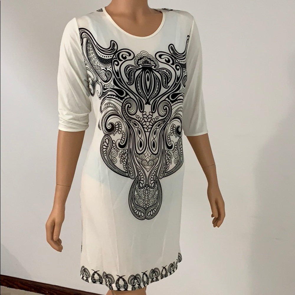 Ivory and Black Blouse Dress Shirt Small NWT